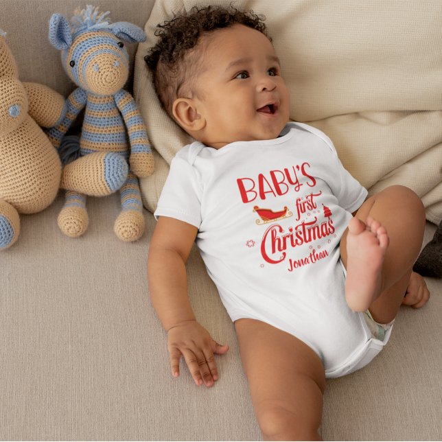 Cute Anpassningsbar Baby Första jultomten Sledge T Shirt (Skapare uppladdad)
