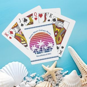 Cute Anpassningsbar Beach House Handflatan Träd Casinokort