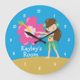 Cute Anpassningsbar Beach Hula Girl Stor Klocka