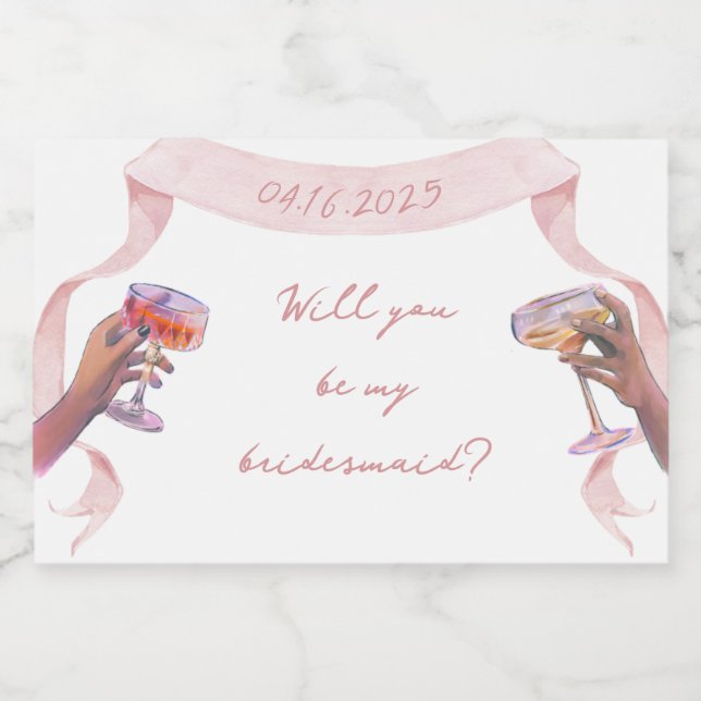 Cute Anpassningsbar Bridesmaid Frieri Mini Champag (Enkel etikett)