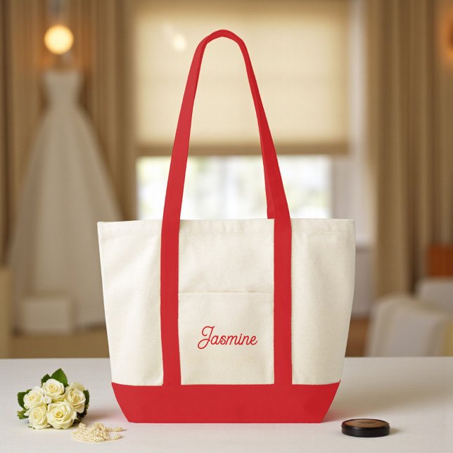 Cute Anpassningsbar Bridesmaid Gift Red Tygkasse (Skapare uppladdad)