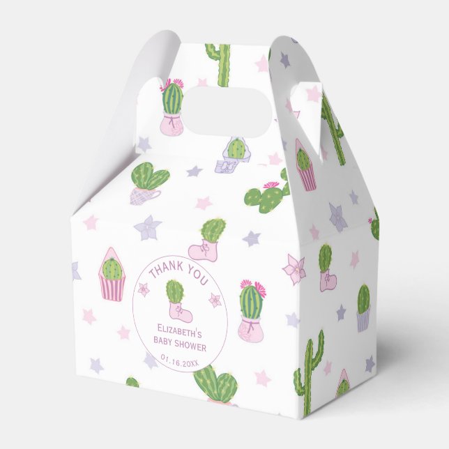 Cute Anpassningsbar Cactus Baby Shower Presentaskar (Framsidan Sidan)
