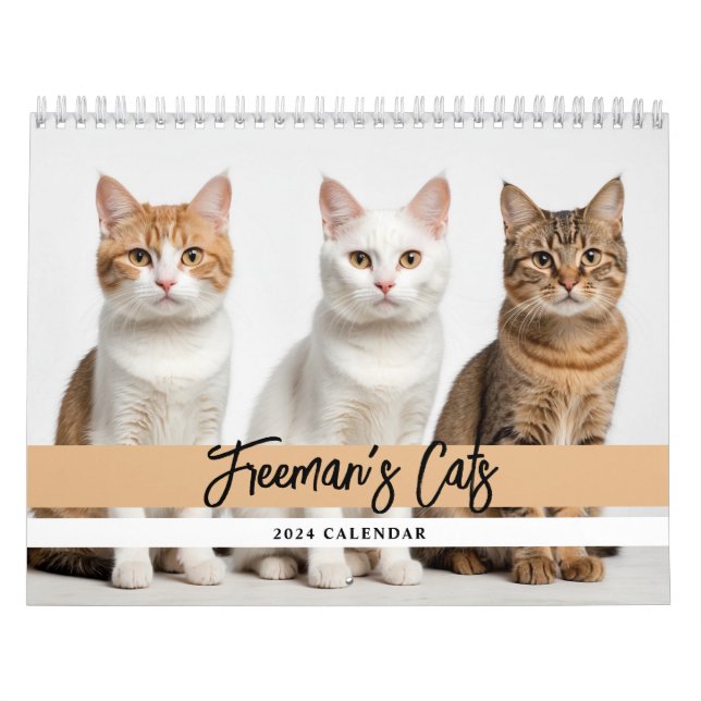 Cute Anpassningsbar Cat Photo Family Kalender (Omslag)