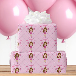 Cute Anpassningsbar CheerLeader Girl Rosa Birthday Presentpapper