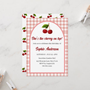 Cute Anpassningsbar Coquette Cherry-födelsedagsinb Inbjudningar
