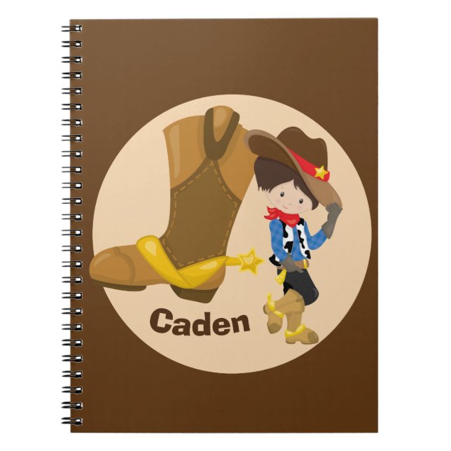 Cute Anpassningsbar Cowboy Kids Anteckningsbok (Framsidan)