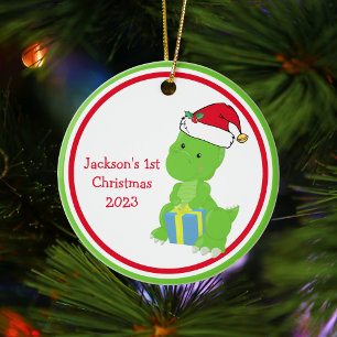 Cute Anpassningsbar Dinosaur Baby 1 jul Julgransprydnad Keramik