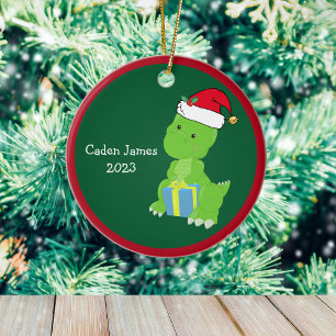 Cute Anpassningsbar Dinosaur Kids julgåva Julgransprydnad Keramik