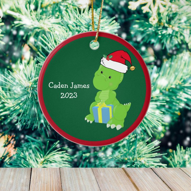 Cute Anpassningsbar Dinosaur Kids julgåva Julgransprydnad Keramik (Skapare uppladdad)