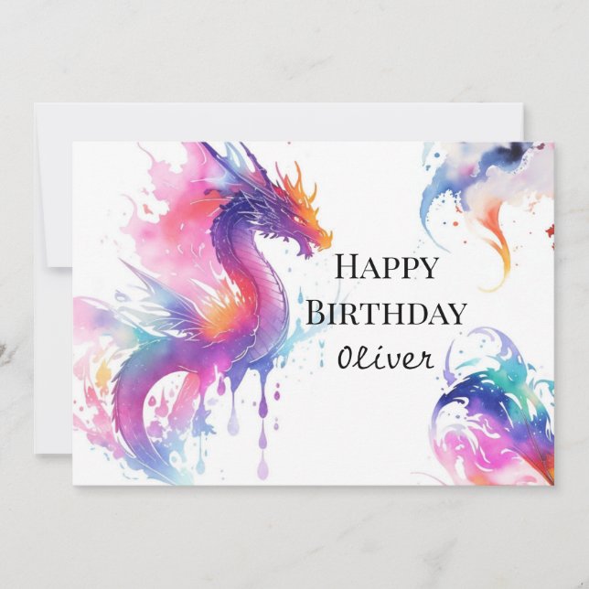Cute Anpassningsbar Dragon Birthday Kort (Framsida)