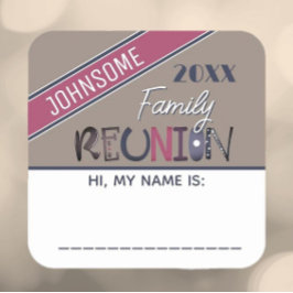Cute! Anpassningsbar Family Reunion Namn bricka St Fyrkantigt Klistermärke