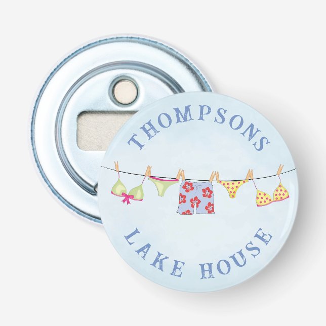 Cute Anpassningsbar Family Whimsical Sjö House Flasköppnare (Framsidan)