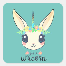 Cute Anpassningsbar Färg Unicorn Bunny Påsk Rabbit Fyrkantigt Klistermärke