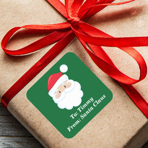 Cute Anpassningsbar från Jultomten Grönt julgåva Fyrkantigt Klistermärke