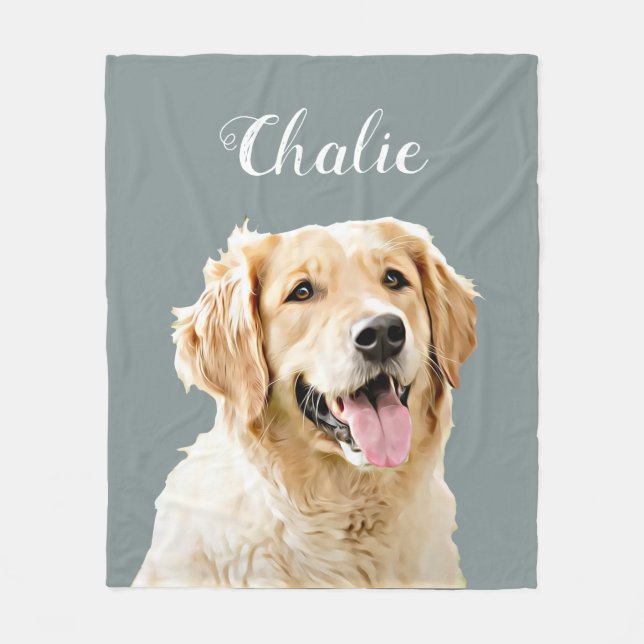 Cute Anpassningsbar Golden Retriever Hund Personli Fleecefilt (Framsidan)