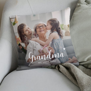 Cute Anpassningsbar Grandma Two Photo Keepsak Kudde