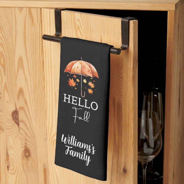 Cute Anpassningsbar - höst | Hej Fall Personlig Bl Kökshandduk (Thirds Fold)