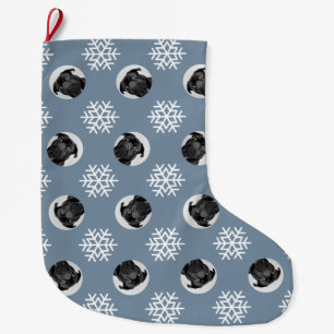 Cute Anpassningsbar-Hund Din fotoutblåsblåsa snöfl Stor Julstrumpa