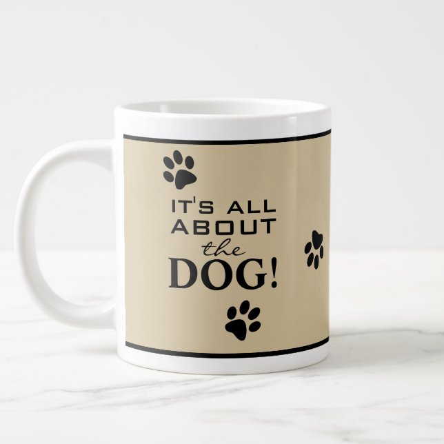 Cute Anpassningsbar Hund Typography Hund älskare Jumbo Mugg (Vänster)