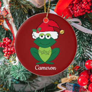 Cute Anpassningsbar-julgran Frog Santa Julgransprydnad Keramik