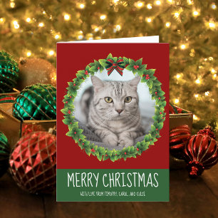 Cute Anpassningsbar Katt God jul Utandningsrött He Helgkort