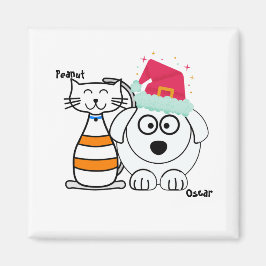 Cute Anpassningsbar Katt och Hund jul Magnet