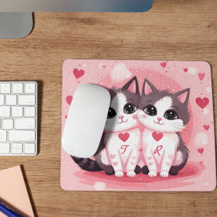 Cute Anpassningsbar Katt par vattenfärgsdagar Alla Musmatta