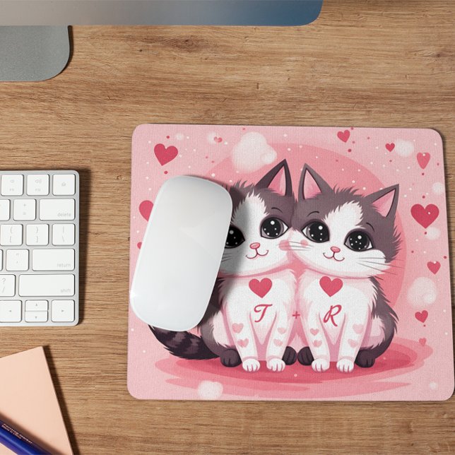 Cute Anpassningsbar Katt par vattenfärgsdagar Alla Musmatta (Skapare uppladdad)