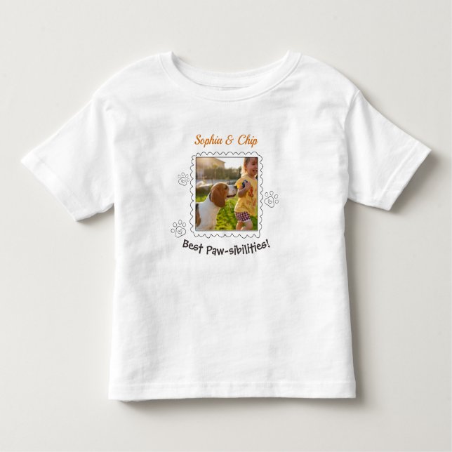 Cute Anpassningsbar Kid Pet Photo Ram Namn Text T Shirt (Framsida)