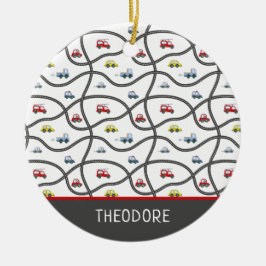 Cute Anpassningsbar Little Boy's Namn-biljul Julgransprydnad Keramik