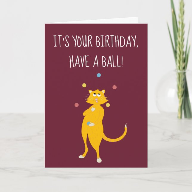 Cute Anpassningsbar Message Cat Juggling Bollar Kort (Framsida)
