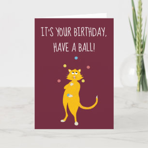 Cute Anpassningsbar Message Cat Juggling Bollar Kort