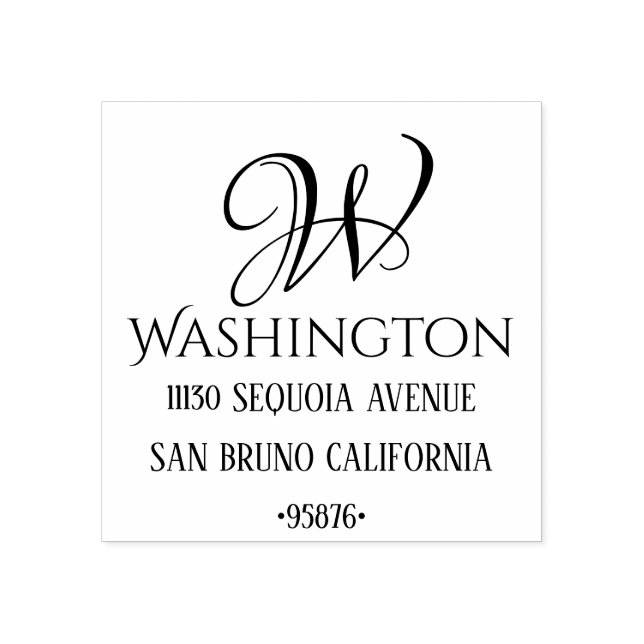 Cute Anpassningsbar Monogram Initial Namn Returadr Stämpel (Tryck)