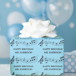 Cute Anpassningsbar Music Teacher Musik noter Birt Presentpapper