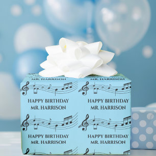 Cute Anpassningsbar Music Teacher Musik noter Birt Presentpapper
