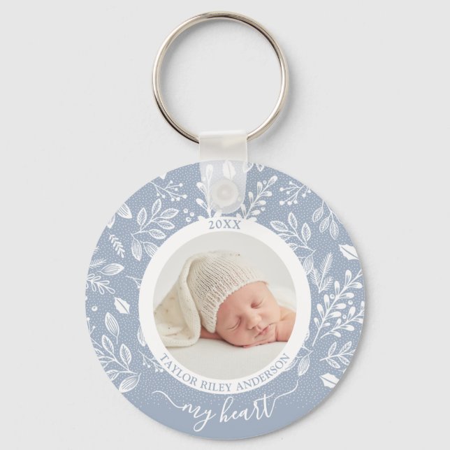 Cute Anpassningsbar - nyfödd foto-nyckelkedja Nyckelring (Framsida)