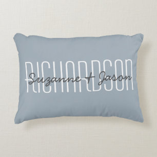 Cute Anpassningsbar par Namn typografi Modern Blue Prydnadskudde