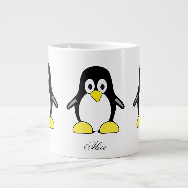 Cute anpassningsbar penguins kaffe mugg jumbo mugg (Framsidan)