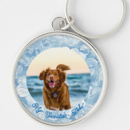 Cute Anpassningsbar Pet Memorial Keychain Rund Silverfärgad Nyckelring
