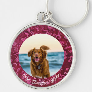 Cute Anpassningsbar Pet Photo Gifts för barn Rund Silverfärgad Nyckelring