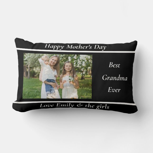 Cute Anpassningsbar Photo GRANDMA Gift Dekorativ k Lumbarkudde (Framsida)