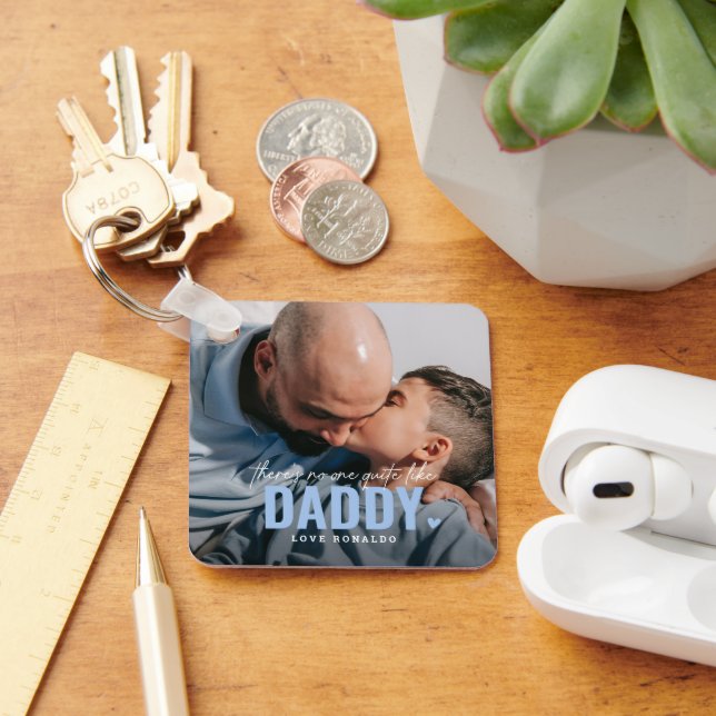 Cute Anpassningsbar Photo Keepsak DADDY Gift Nyckelring (Skrivbord)
