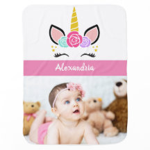 Cute Anpassningsbar Photo & Namn/Blommigt Unicorn