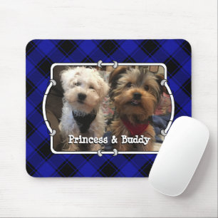 Cute Anpassningsbar Photo Ram Hund Pet Blue & Blac Musmatta