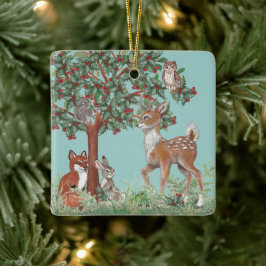 Cute Anpassningsbar Photo, Woodland Baby djur Helg Julgransprydnad Keramik