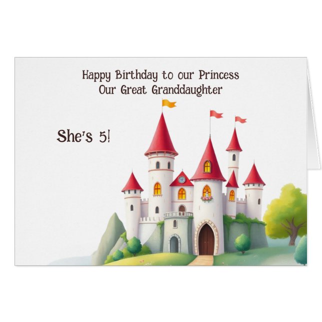 Cute Anpassningsbar Princess Castle Photo Birthday Hälsningskort (Framsidan Horizontal)