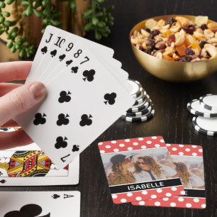 Cute Anpassningsbar Red Polka Dot Photo Personlig Casinokort