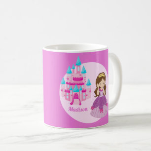 Cute Anpassningsbar Rosa Princess Castle Fairy Tal Kaffemugg