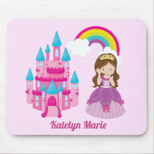 Cute Anpassningsbar Rosa Princess Castle Fairy Tal Musmatta