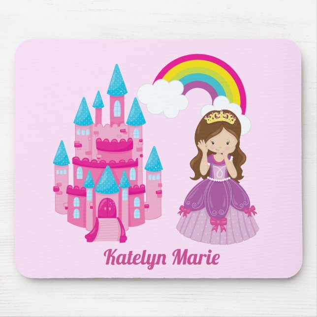 Cute Anpassningsbar Rosa Princess Castle Fairy Tal Musmatta (Framsidan)